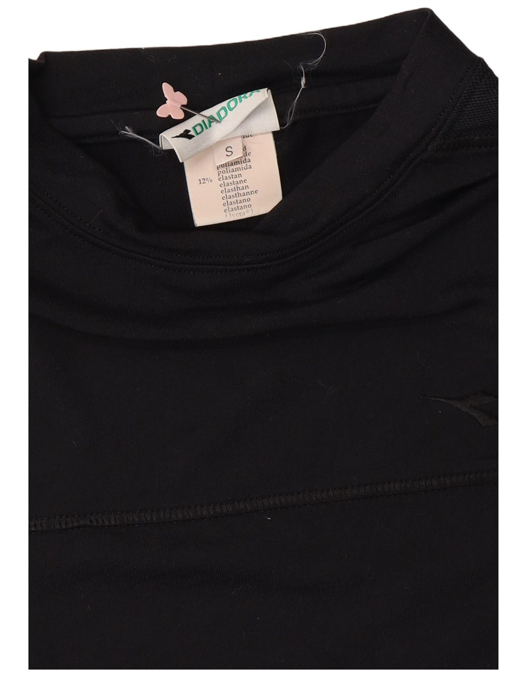 DIADORA Womens Crop T-Shirt Top UK 10 Small Black Polyamide