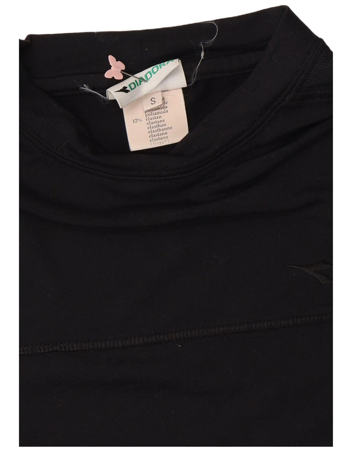 DIADORA Womens Crop T-Shirt Top UK 10 Small Black Polyamide