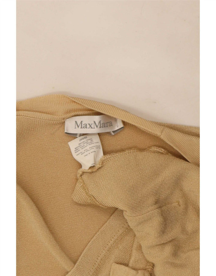 Max Mara Womens Short Sleeve Open Cardigan Sweater UK 14 Medium Beige