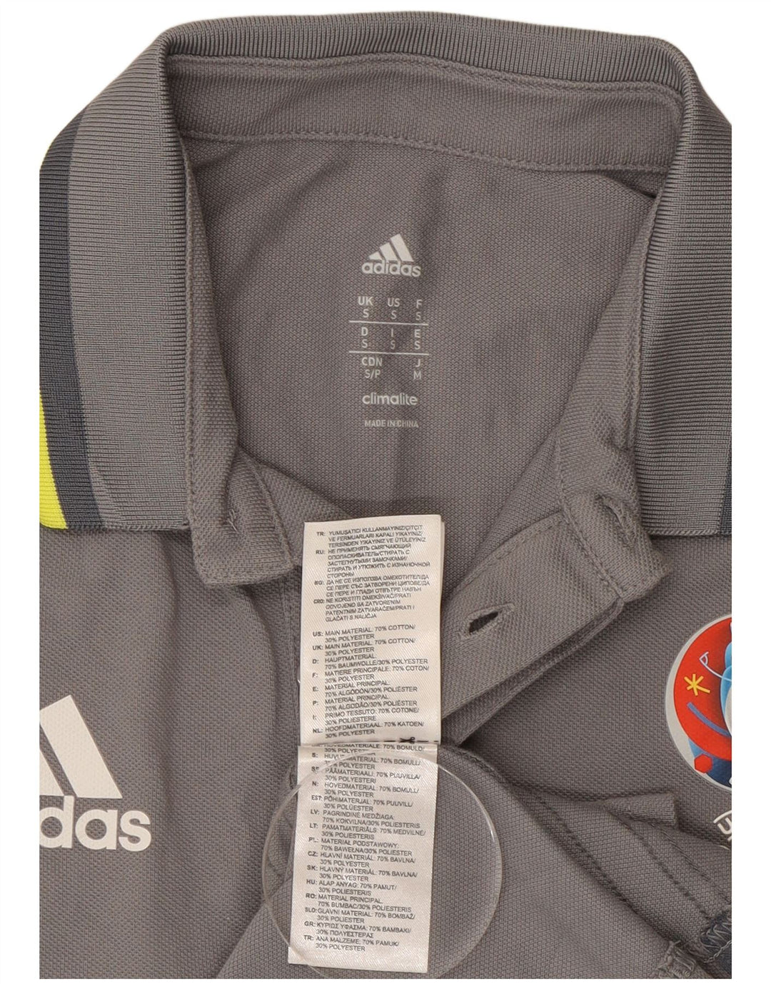 Adidas Mens Climalite Graphic Polo Shirt Small Grey Cotton