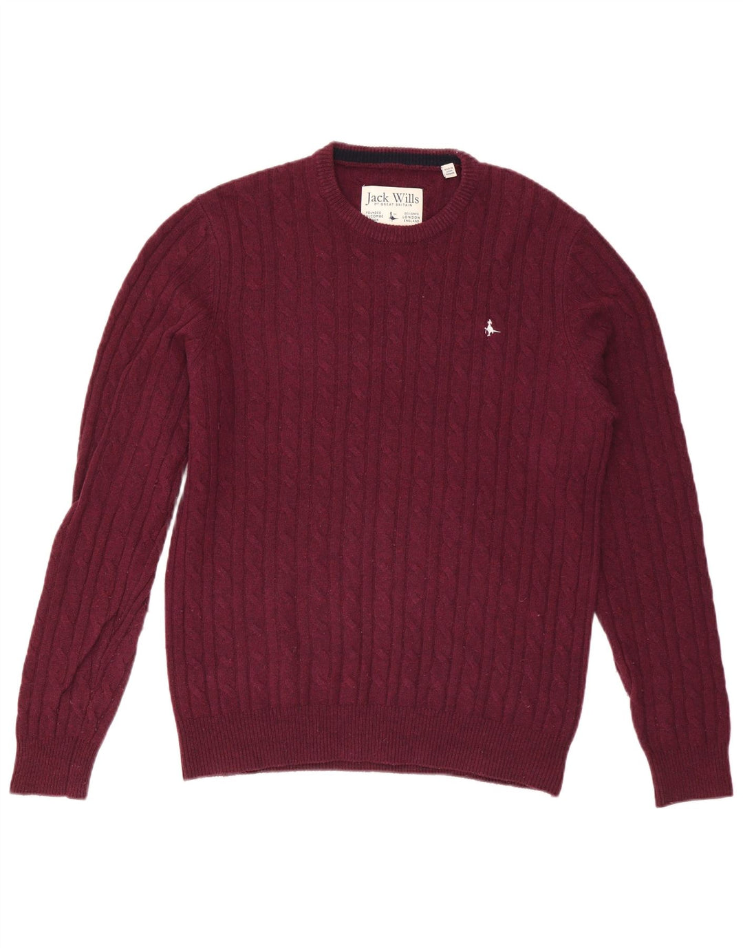 JACK WILLS Mens Crew Neck Jumper Sweater XL Burgundy Wool