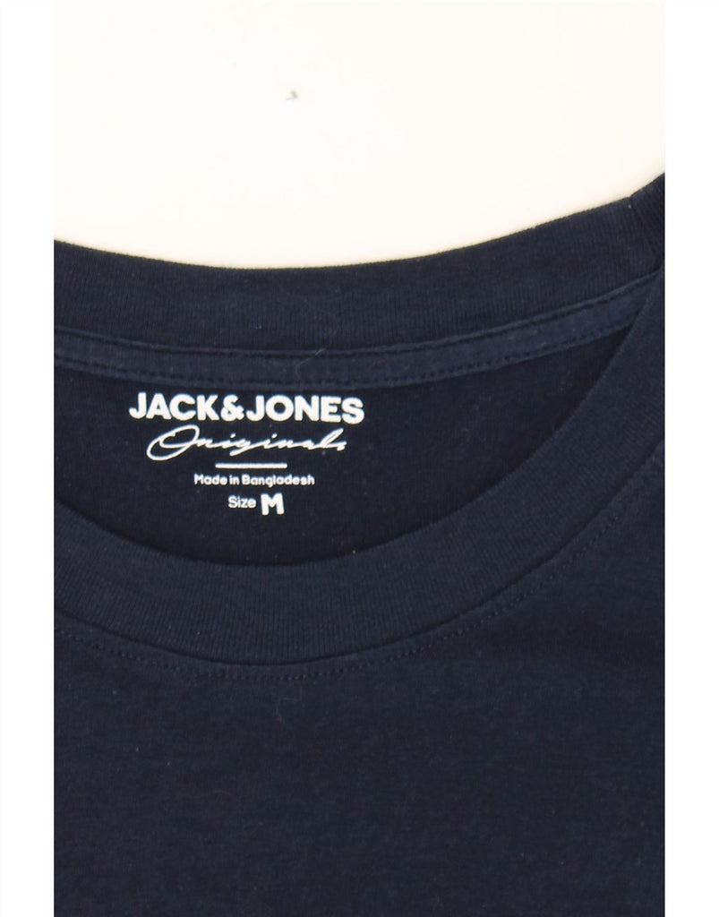 JACK & JONES Mens Graphic T-Shirt Long Sleeve Medium Navy Blue Cotton Vintage Jack & Jones and Second-Hand Jack & Jones from Messina Hembry 