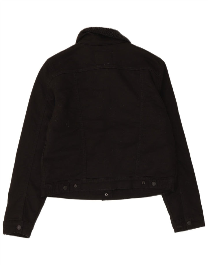 Levi's Womens Denim Sherpa Jacket UK 16 Large Black Cotton