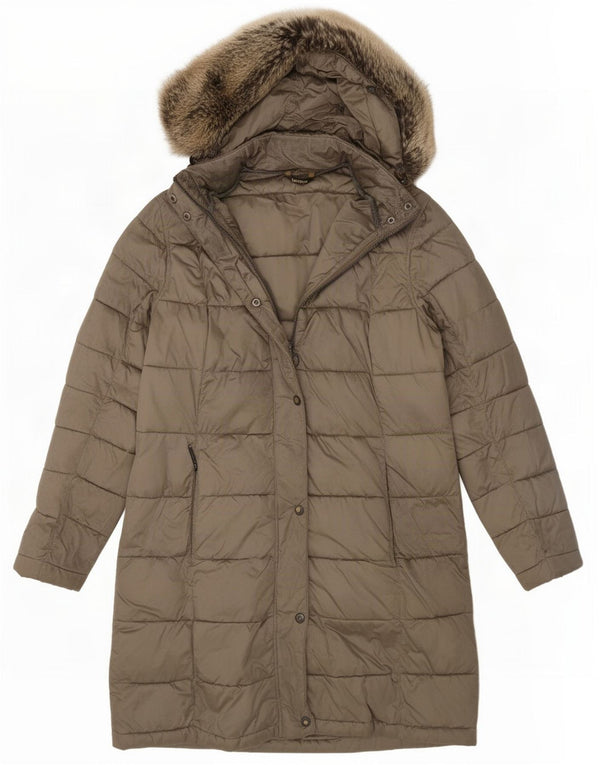 Barbour Womens Hooded Padded Coat UK 12 Medium Khaki