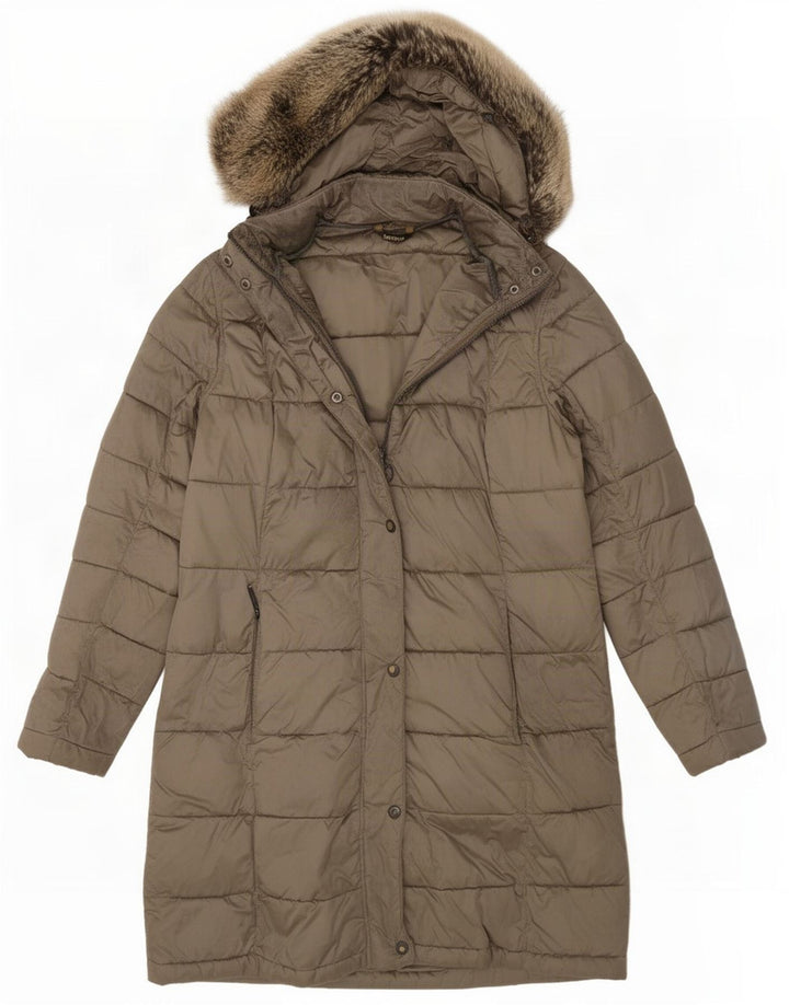 Barbour Womens Hooded Padded Coat UK 12 Medium Khaki