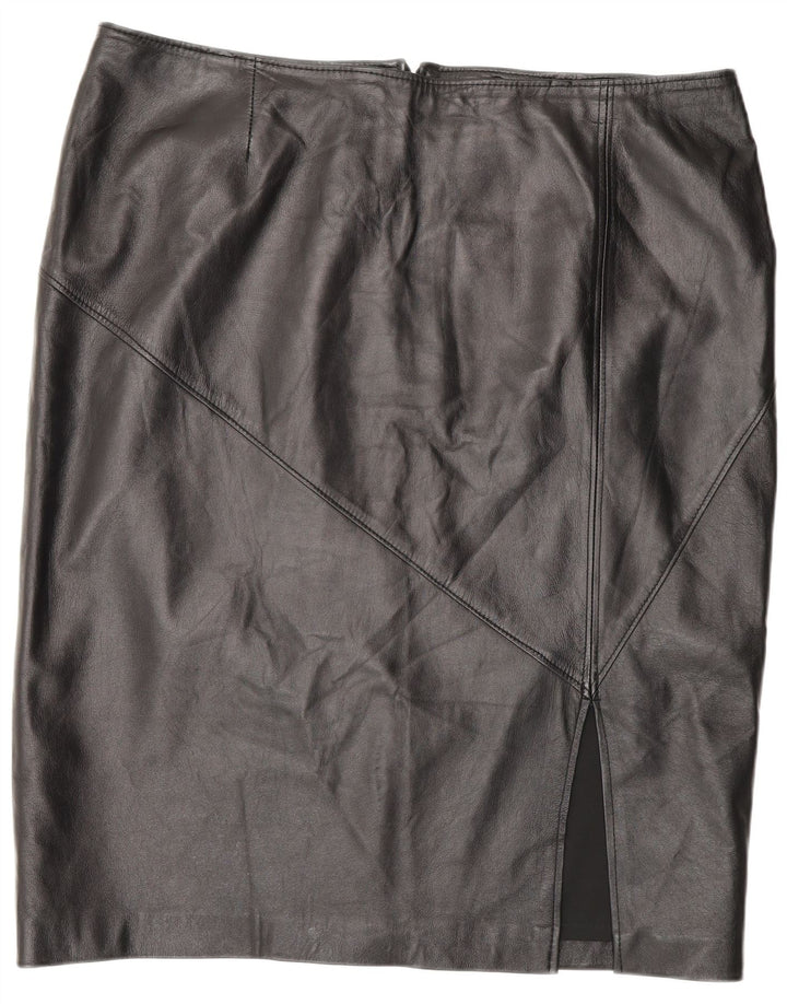 Vintage Womens Leather Skirt W42 3XL Black