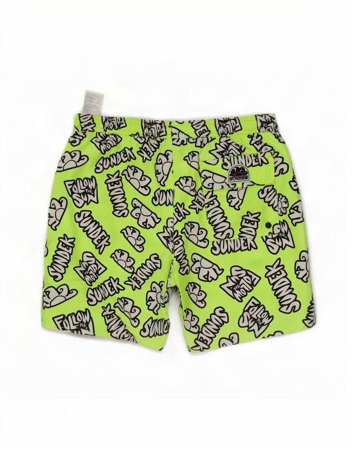 Sundek Mens Graphic Swimming Shorts Medium Green Polyester