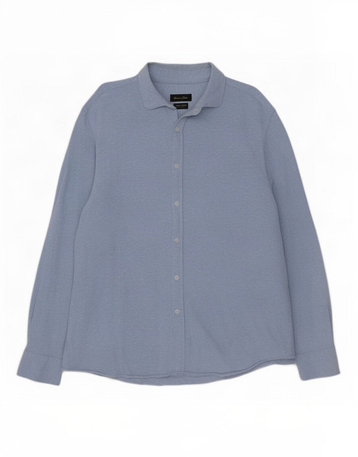 Massimo Dutti Mens Shirt 2XL Blue Cotton