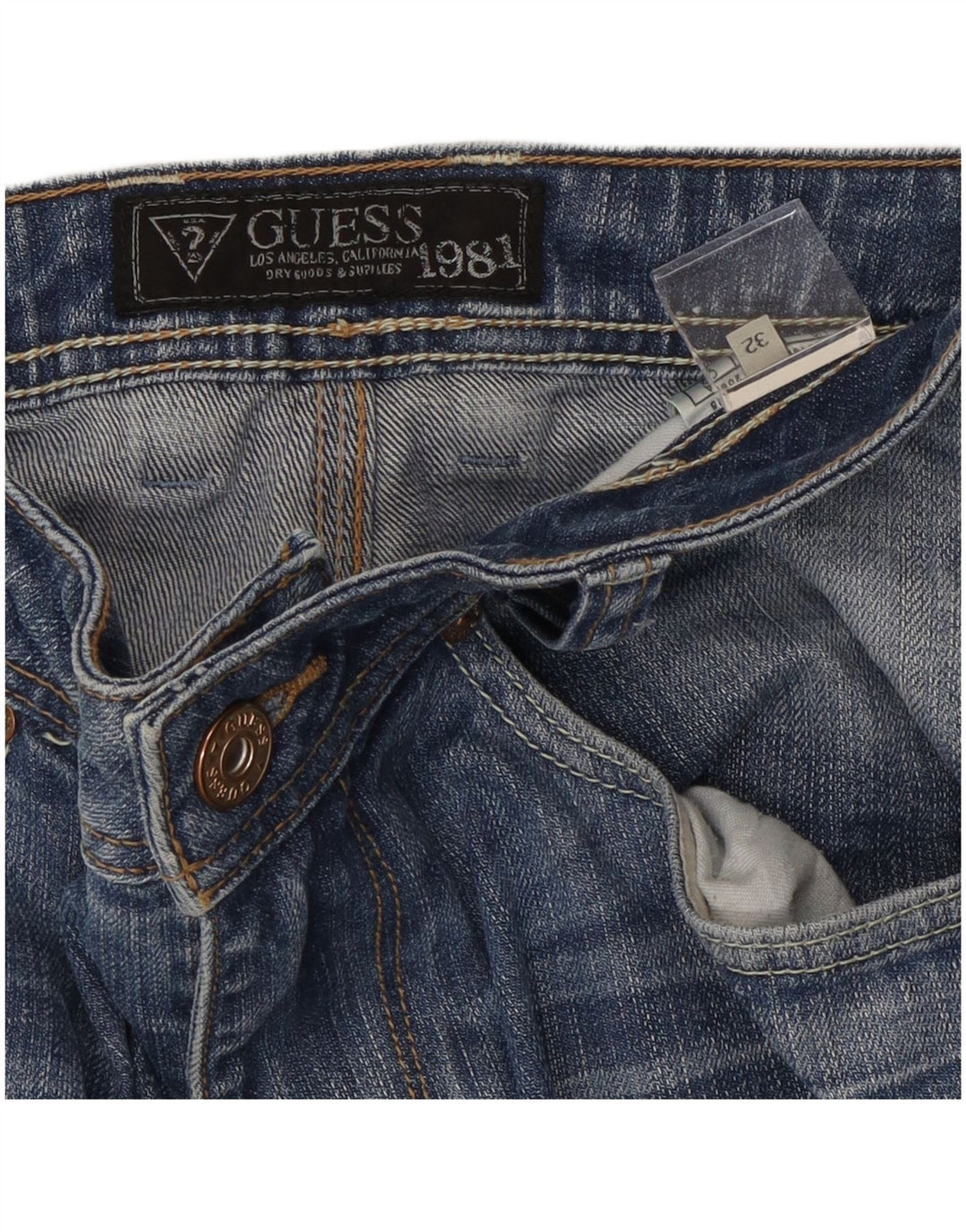Guess Mens Straight Jeans W32 L29 Blue Cotton