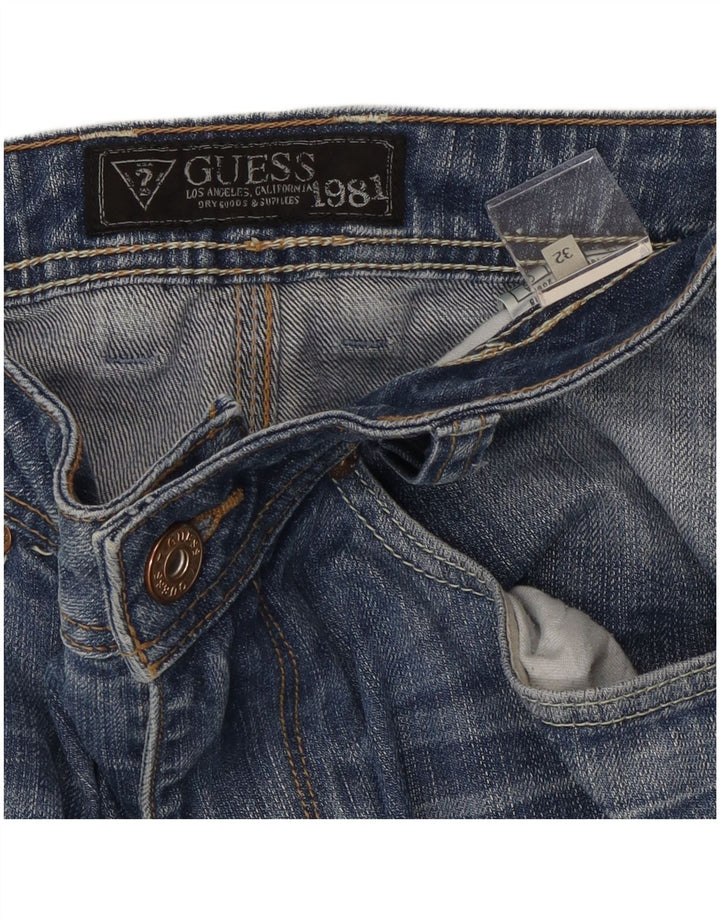 Guess Mens Straight Jeans W32 L29 Blue Cotton