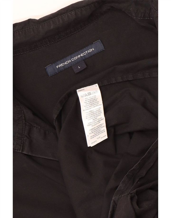 French Connection Womens 3/4 Sleeve Pullover Shirt UK 16 Large Black