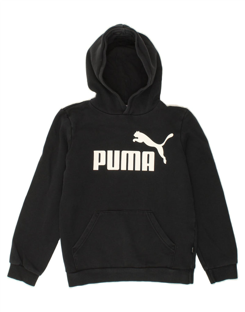 PUMA Boys Graphic Hoodie Jumper 11-12 Years Black Cotton | Vintage Puma | Thrift | Second-Hand Puma | Used Clothing | Messina Hembry 