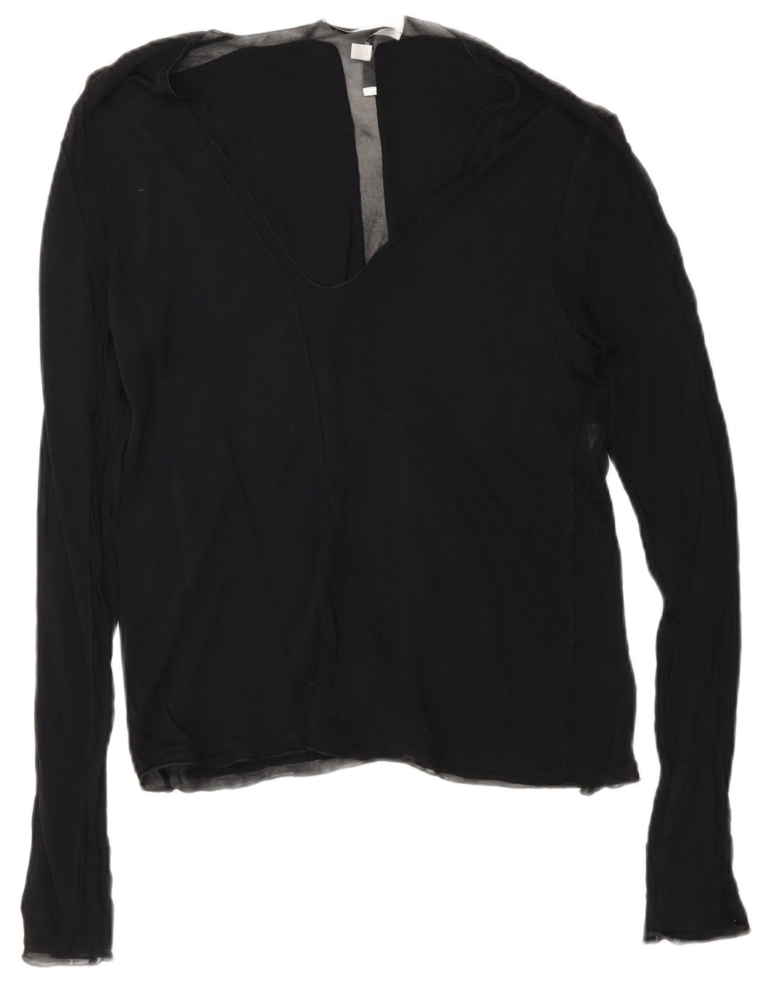 Yves Saint Laurent Womens Long Sleeve Blouse Top UK 12 Medium Black Viscose