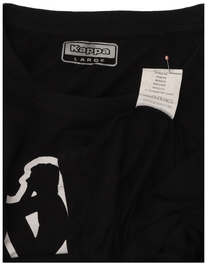 Kappa Mens Graphic T-Shirt Top Large Black Cotton