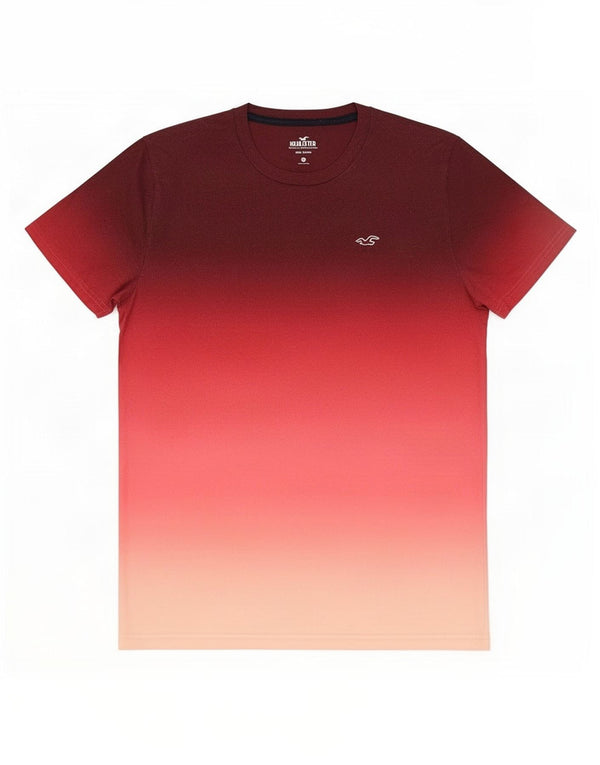 Hollister Mens T-Shirt Top Medium Burgundy Colourblock Cotton