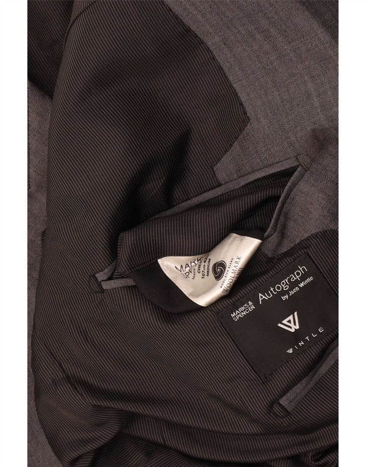 Marks & Spencer Mens Autograph 1 Button Blazer Jacket UK 42 Large Grey Wool