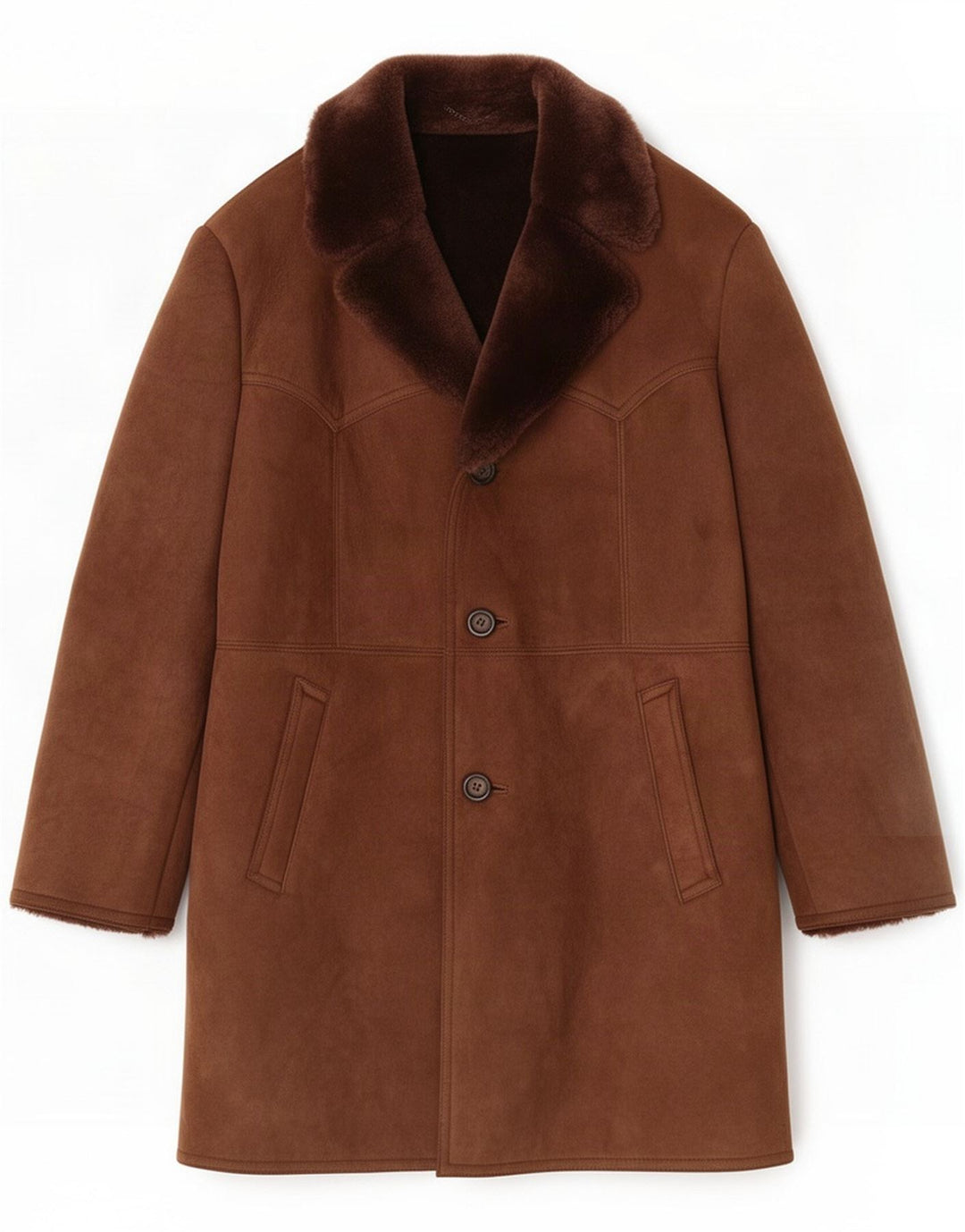 Vintage Mens Shearling Overcoat IT 54 2XL Brown