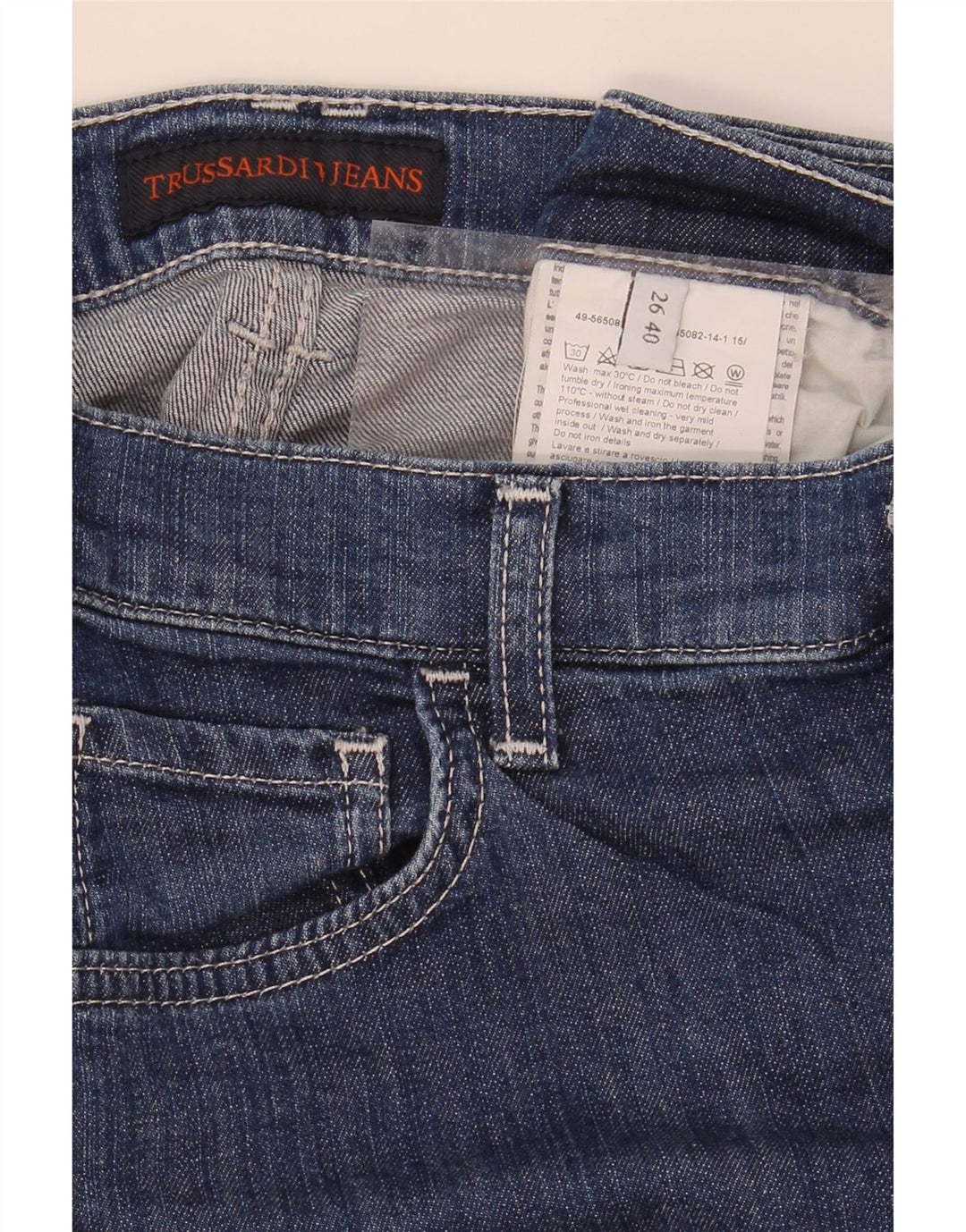 TRUSSARDI Womens Straight Jeans W26 L27 Blue Polyester Vintage Trussardi and Second-Hand Trussardi from Messina Hembry 