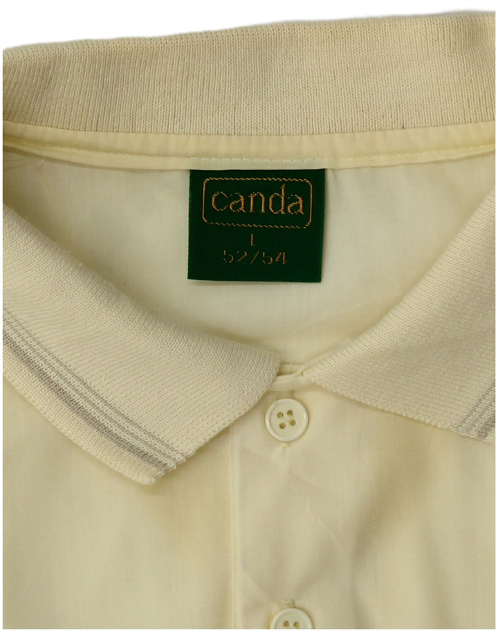 CANDA Mens Short Sleeve Pullover Shirt IT 52/54 Large Yellow Striped