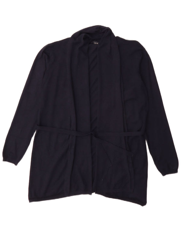 Zara Womens Longline Cardigan Sweater UK 18 XL Navy Blue Viscose