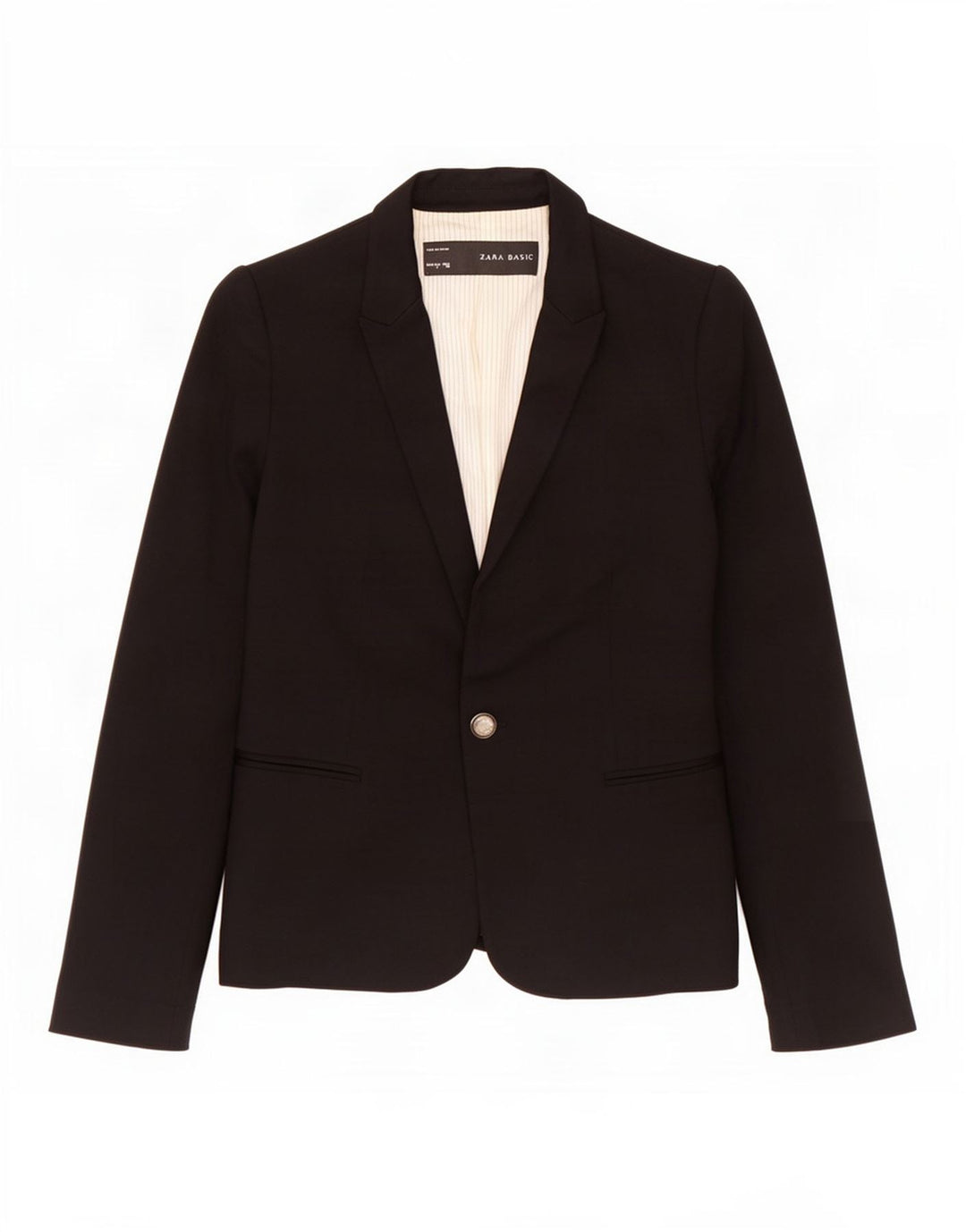 Zara Womens 1 Button Blazer Jacket UK 10 Small Black Viscose