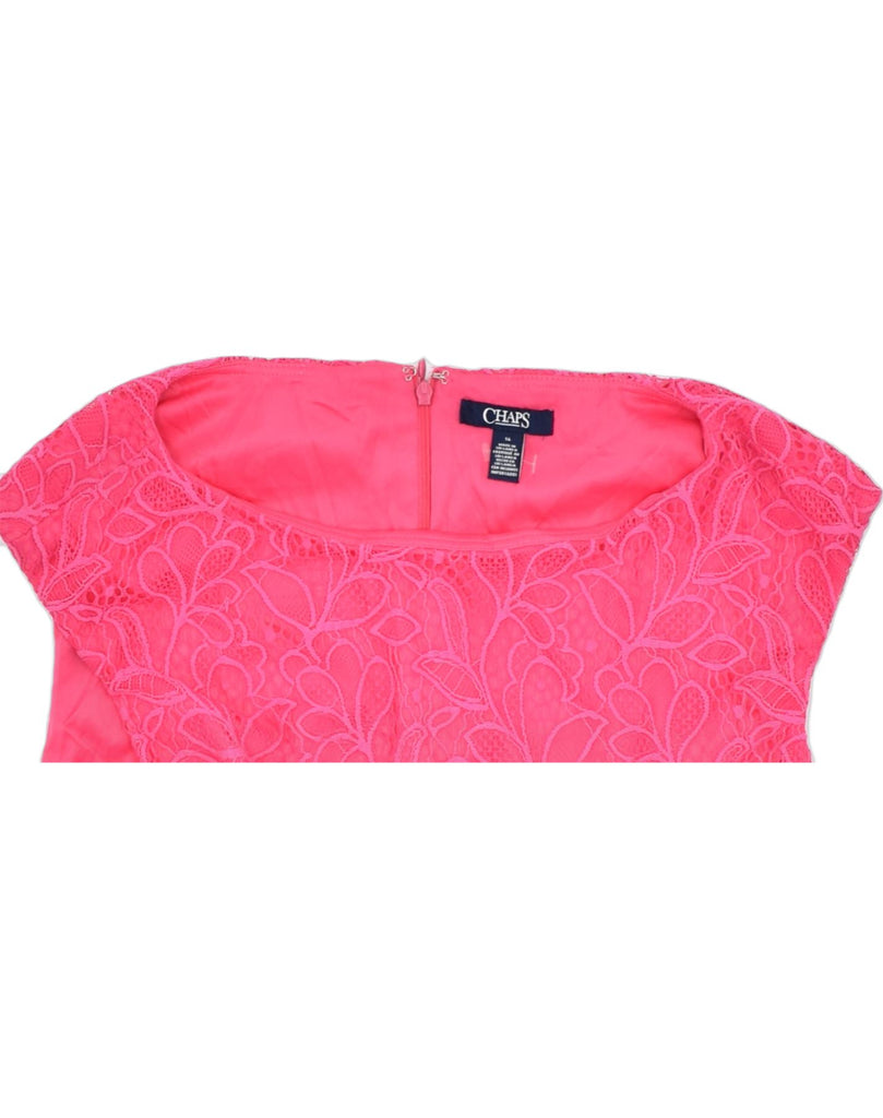 CHAPS Womens Sheath Dress UK 14 Medium Pink Floral Nylon | Vintage | Thrift | Second-Hand | Used Clothing | Messina Hembry 