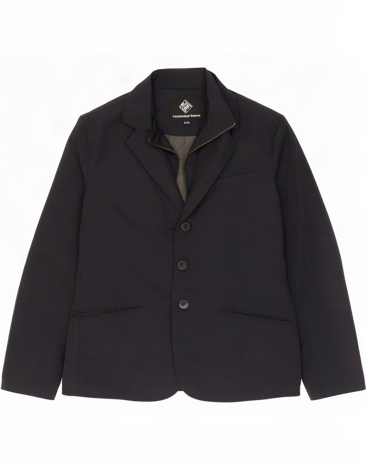 Tucano Urbano Mens 3 Button Blazer Jacket IT 44 XS Black Polyester