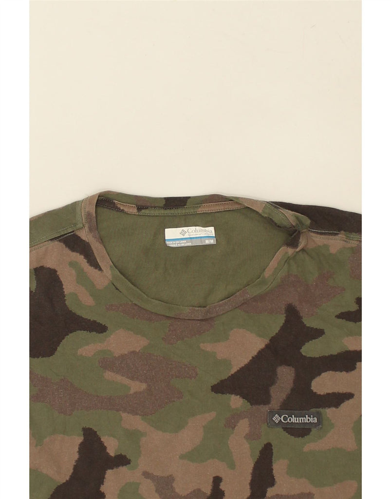 COLUMBIA Mens T-Shirt Top Medium Khaki Camouflage Cotton | Vintage Columbia | Thrift | Second-Hand Columbia | Used Clothing | Messina Hembry 