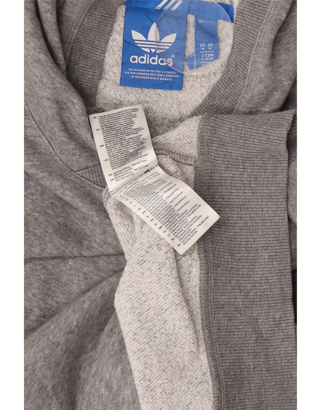 Adidas Mens Hoodie Jumper Medium Grey Flecked Cotton