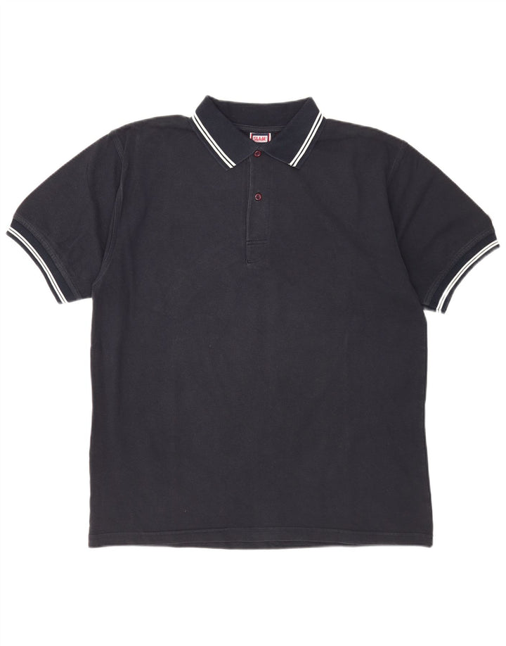 Slam Mens Polo Shirt Large Navy Blue Cotton