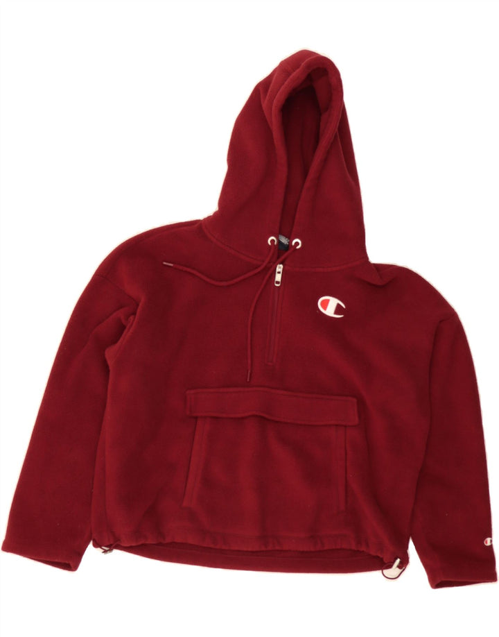 CHAMPION Womens Oversized Fleece Anorak Jacket UK 6 XS Burgundy Polyester Vintage Champion and Second-Hand Champion from Messina Hembry 