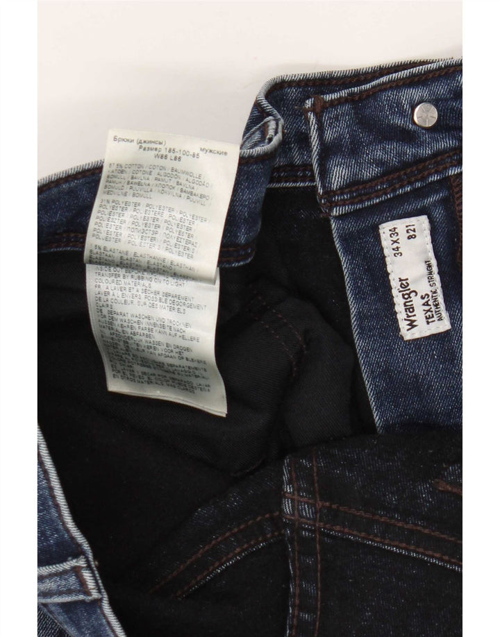 Wrangler Mens Texas Straight Jeans W34 L29 Blue Cotton