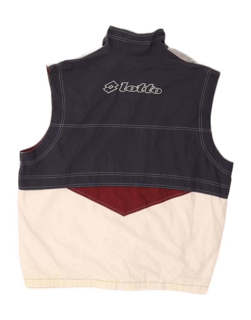 LOTTO Mens Graphic Gilet UK 42 XL Navy Blue Colourblock Cotton Vintage Lotto and Second-Hand Lotto from Messina Hembry 