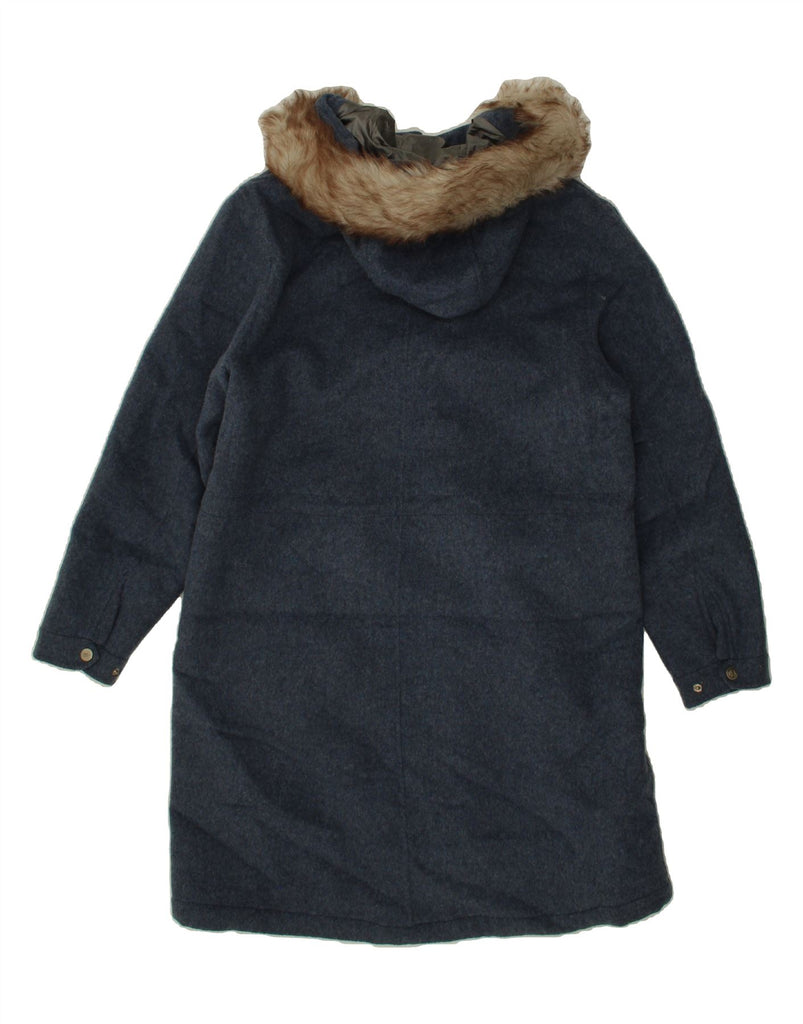 MASSIMO DUTTI Womens Hooded Parka Jacket UK 10 Small Blue Wool Vintage Massimo Dutti and Second-Hand Massimo Dutti from Messina Hembry 