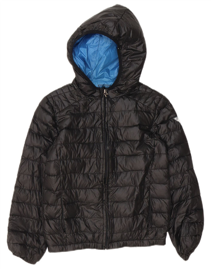 Guess Boys Hooded Padded Jacket 9-10 Years Black Polyester