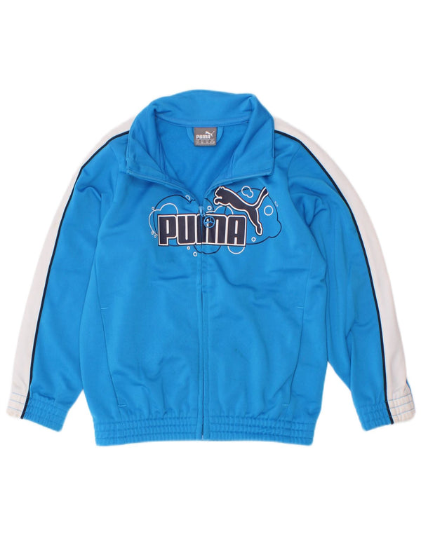Puma Boys Graphic Tracksuit Top Jacket 2-3 Years Blue Colourblock