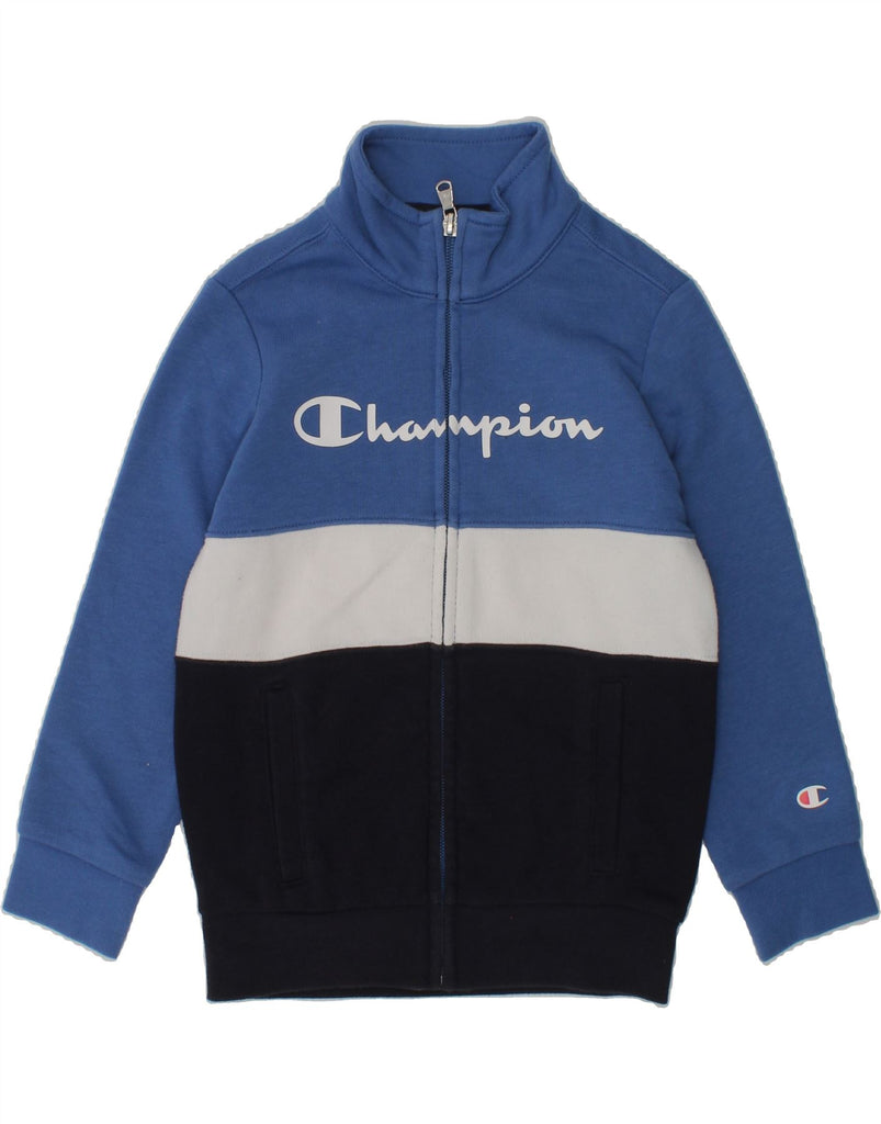 CHAMPION Boys Graphic Tracksuit Top Jacket 3-4 Years 2XS Blue Colourblock | Vintage Champion | Thrift | Second-Hand Champion | Used Clothing | Messina Hembry 