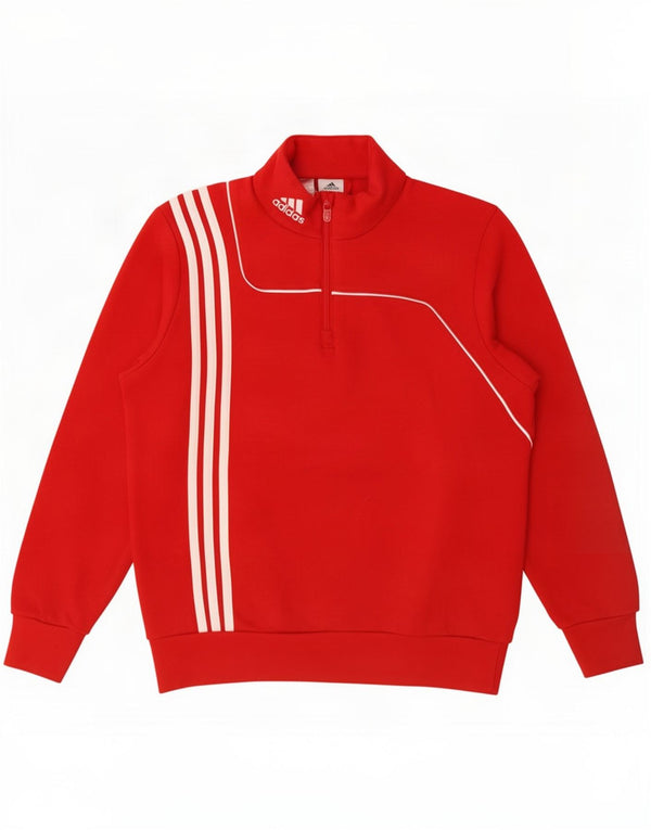 Adidas Boys Zip Neck Sweatshirt Jumper 13-14 Years Red Cotton