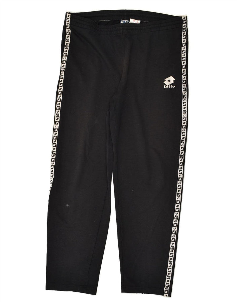 LOTTO Mens Graphic Tracksuit Trousers UK 38-40 Medium Black Polyester | Vintage Lotto | Thrift | Second-Hand Lotto | Used Clothing | Messina Hembry 