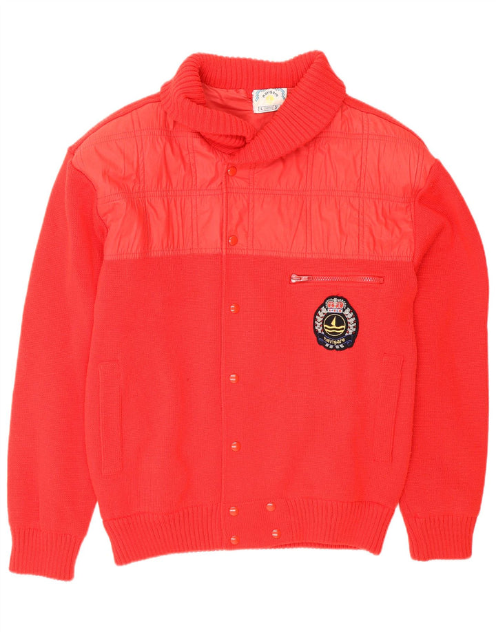 Navigare Mens Cardigan Sweater IT 48/50 Medium Red Wool