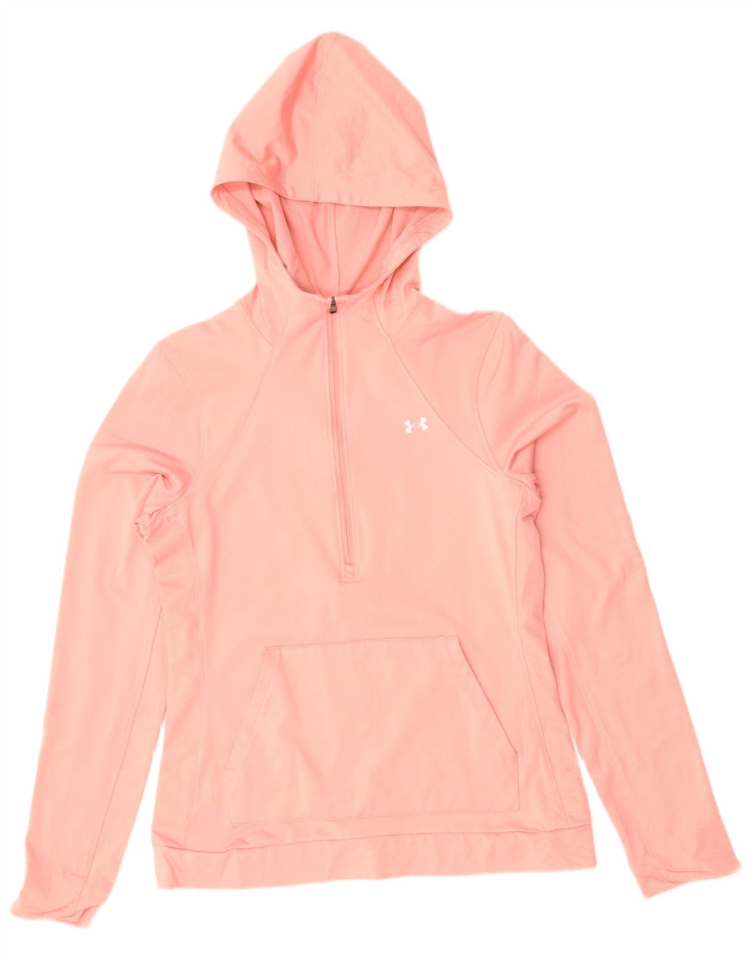 UNDER ARMOUR Womens Zip Neck Hoodie Jumper UK 12 Medium Pink Polyester