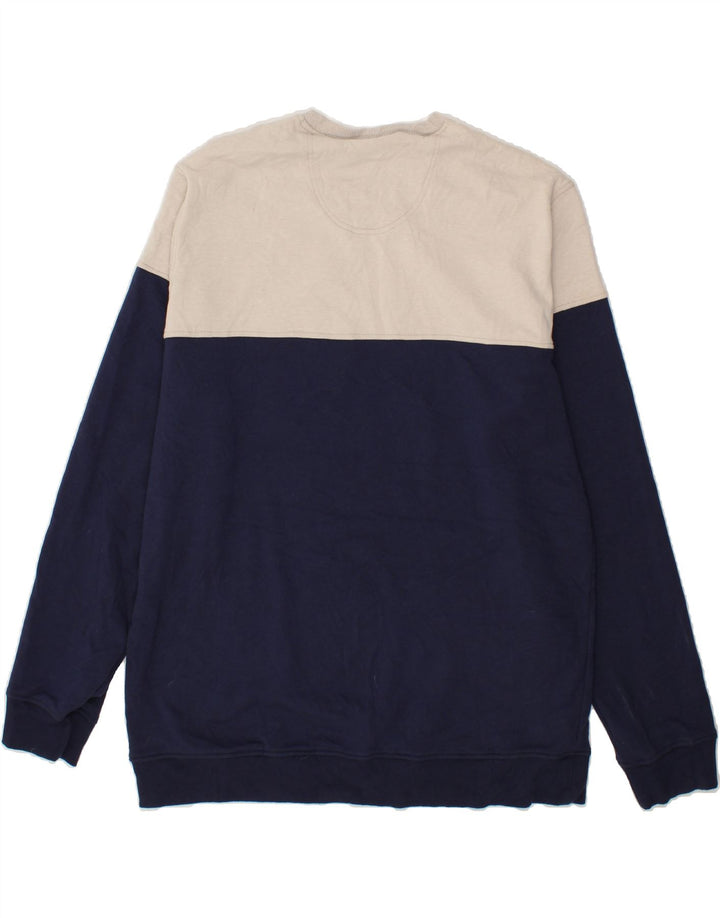IZOD Mens Sweatshirt Jumper 2XL Navy Blue Colourblock Polyester Vintage Izod and Second-Hand Izod from Messina Hembry 