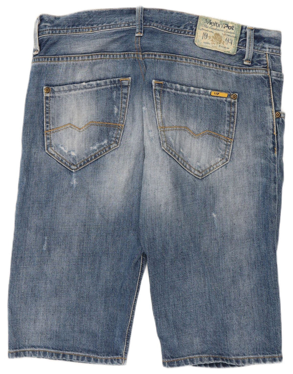 Meltin' Pot Mens Angry Birds Distressed Denim Shorts W29 Medium Blue Cotton