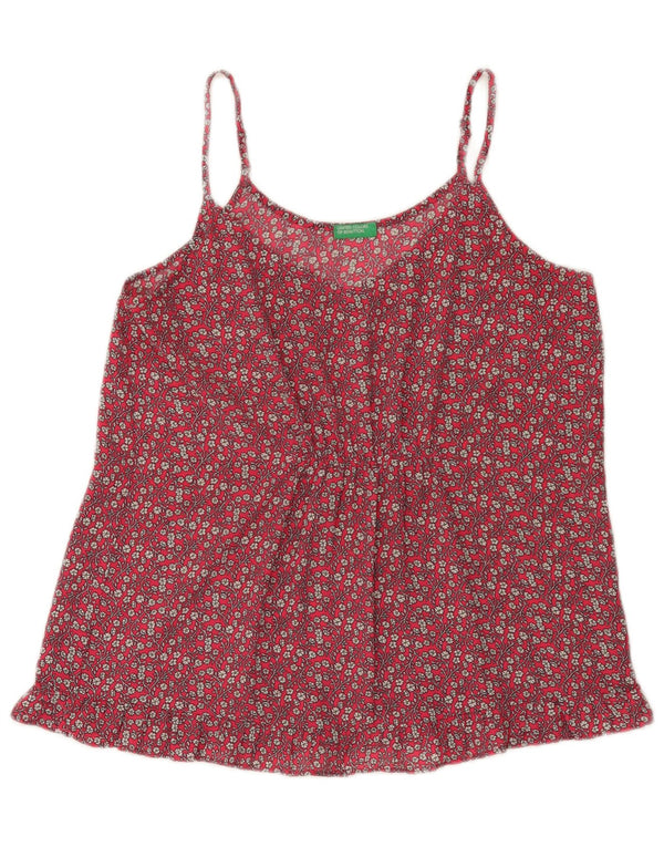 Benetton Womens Cami Top UK 12 Medium Red Floral