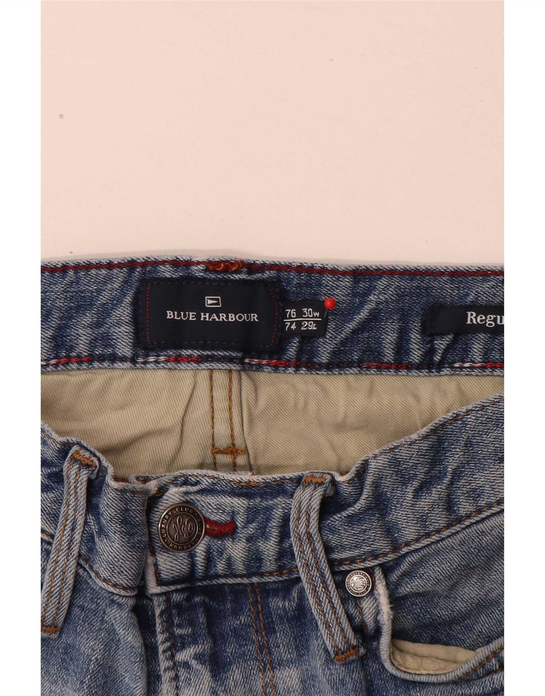 Marks & Spencer Mens Blue Harbour Regular Straight Jeans W30 L29 Cotton