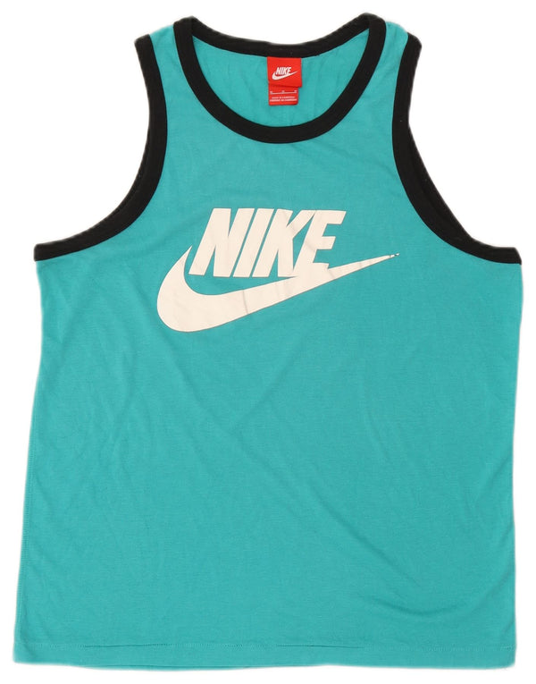 Nike Womens Graphic Vest Top UK 14 Medium Blue