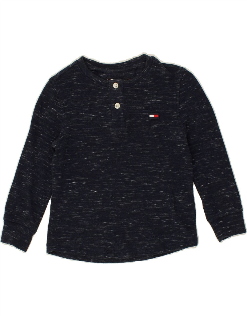 TOMMY HILFIGER Girls Top Long Sleeve 3-4 Years Navy Blue Flecked Cotton | Vintage Tommy Hilfiger | Thrift | Second-Hand Tommy Hilfiger | Used Clothing | Messina Hembry 