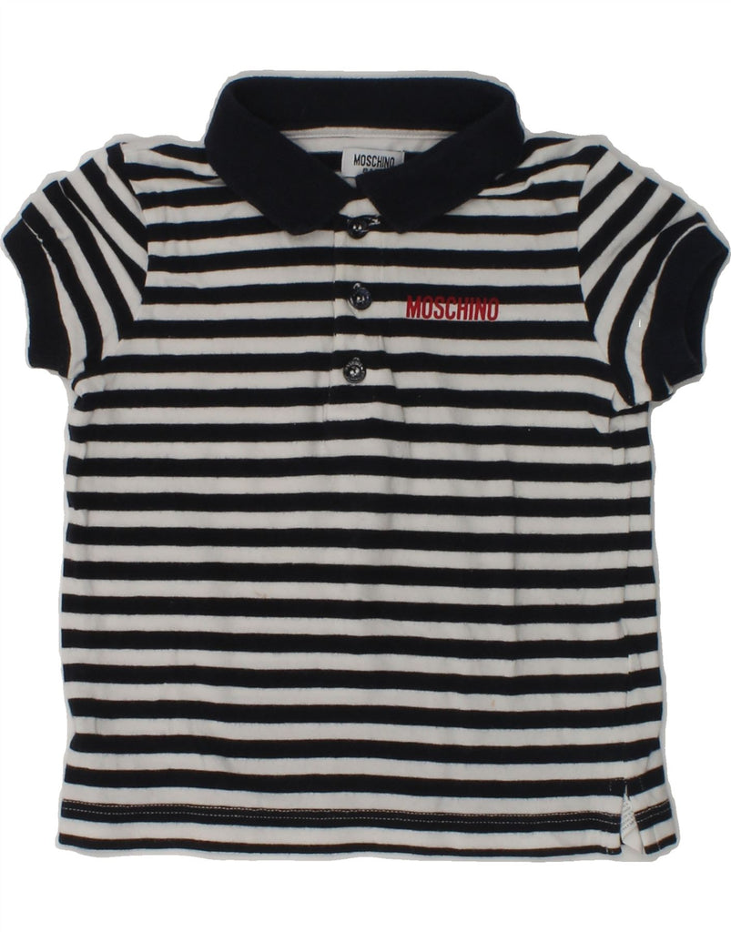 MOSCHINO Baby Boys Polo Shirt 12-18 Months Black Striped Cotton | Vintage Moschino | Thrift | Second-Hand Moschino | Used Clothing | Messina Hembry 
