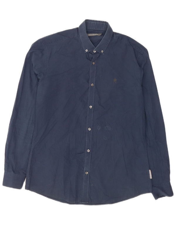 French Connection Mens Shirt Large Navy Blue Cotton