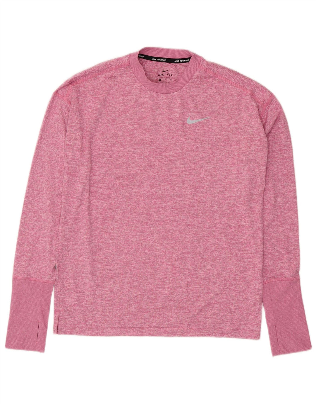 NIKE Mens Dri Fit Top Long Sleeve Small Pink Flecked